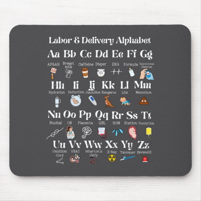 Labor And Delivery Alphabet Nurse New Nurse Gradua Mouse Mat (Front)