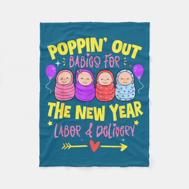 Labor And Delivery L&amp;d Nurse Happy New Year  Fleece Blanket (Front)