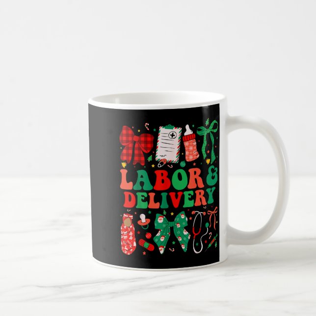 Labor And Delivery Nurse Christmas L&amp;d Nursing Coffee Mug (Right)