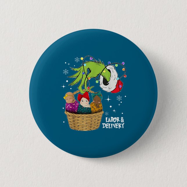 Labor And Delivery Nurse Christmas Lights Snowflak 6 Cm Round Badge (Front)