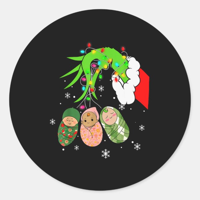 Labor And Delivery Nurse Christmas Lights Snowflak Classic Round Sticker (Front)