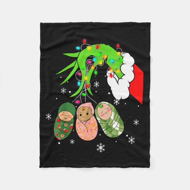 Labor And Delivery Nurse Christmas Lights Snowflak Fleece Blanket (Front)