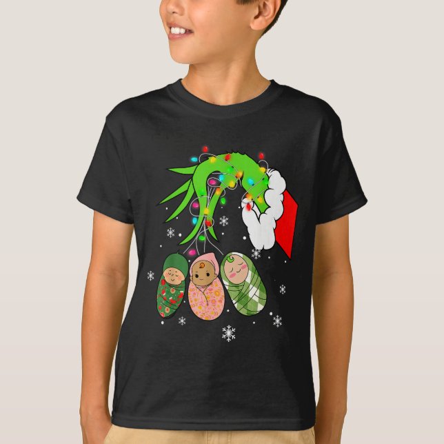 Labor And Delivery Nurse Christmas Lights Snowflak T-Shirt (Front)