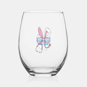Labor And Delivery Nurse Easter Bunny Ears Baby Bl Stemless Wine Glass