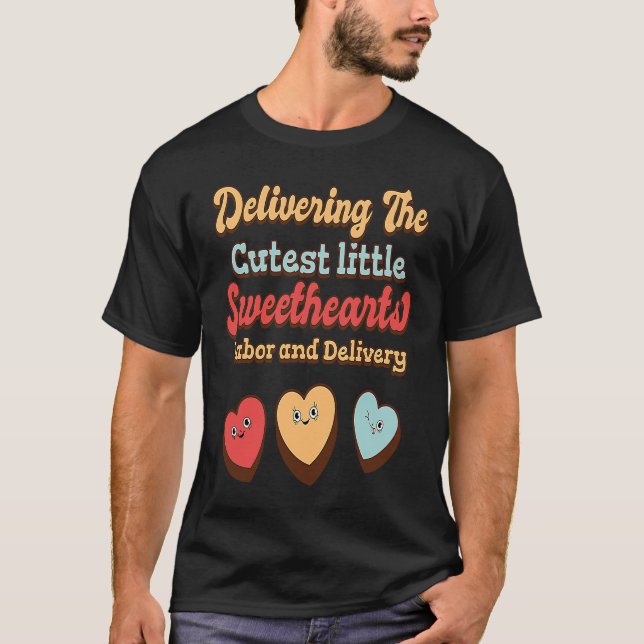 Labor and Delivery Nurse Groovy Valentine's Day L& T-Shirt (Front)
