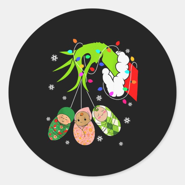 Labor And Delivery Nurse Merry Christmas Xmas Ligh Classic Round Sticker (Front)