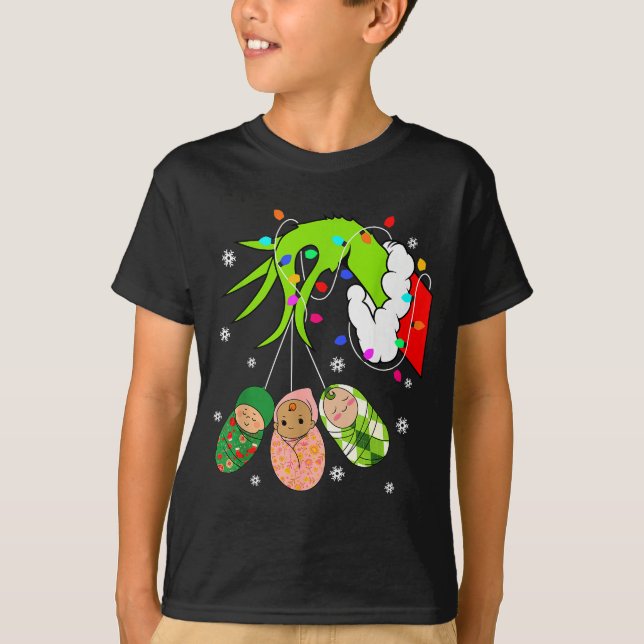 Labor And Delivery Nurse Merry Christmas Xmas Ligh T-Shirt (Front)