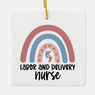 Labor and delivery nurse Rainbow Nurse gifts Ceramic Ornament
