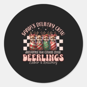 Labor And Delivery Reindeer Swaddle Christmas L&am Classic Round Sticker