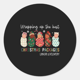Labor And Delivery Xmas, Professional Baby Wrapper Classic Round Sticker