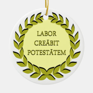 LABOR CREĀBIT POTESTĀTEM CERAMIC TREE DECORATION