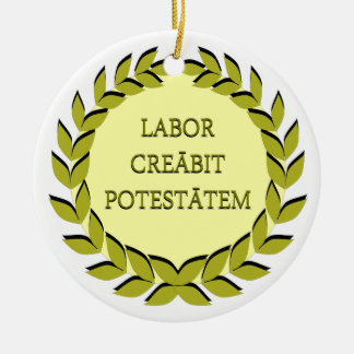LABOR CREĀBIT POTESTĀTEM CERAMIC TREE DECORATION