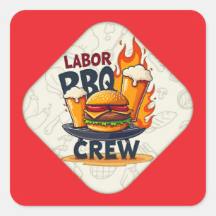Labor Day BBQ Crew Badge Design – Holiday Grill Il Square Sticker