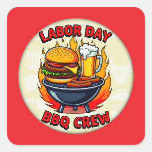 Labor Day BBQ Crew Grill Shirt – Holiday Barbecue Square Sticker