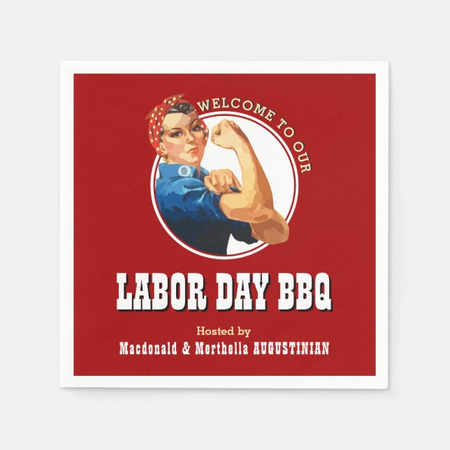 LABOR DAY BBQ Rosie Riveter Paper Napkin (Front)