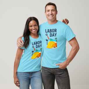 Labor Day Construction Worker Helmet Design T-Shirt