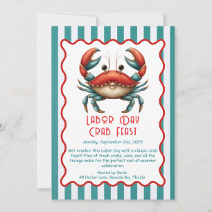 Labor Day Crab Feast Invitation Patriotic Seafood