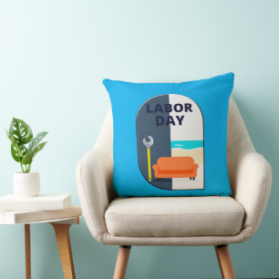 Labor Day Minimal Worker Relax Design Cushion