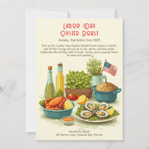 Labor Day Oyster Roast Invitation Patriotic Coast