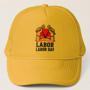 Labor Day Strong Worker Pride Illustration Trucker Hat