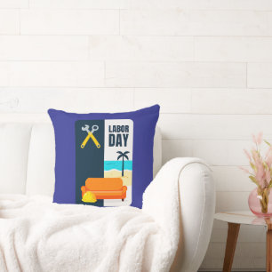 Labor Day Work and Relax Illustration Shirt Cushion