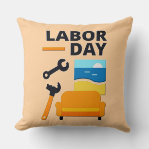 Labor Day Work Hard Relax Design with Tools Cushion