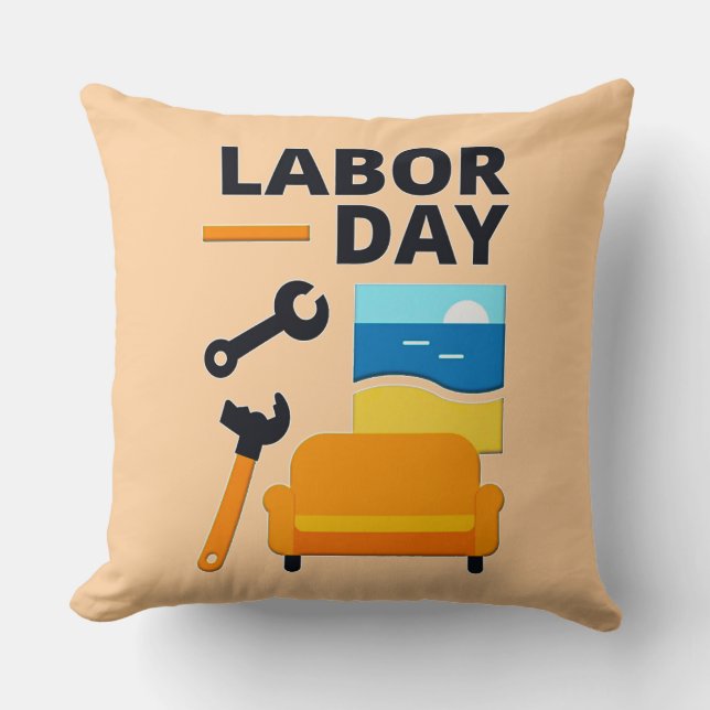 Labor Day Work Hard Relax Design with Tools Cushion (Front)