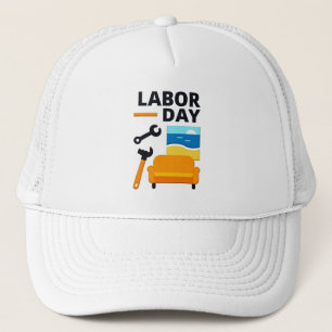 Labor Day Work Hard Relax Design with Tools Trucker Hat