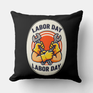 Labor Day Worker Badge Tools Design Cushion