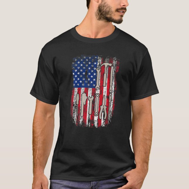 Labor Party Day with patriotic people on Labor Day T-Shirt (Front)
