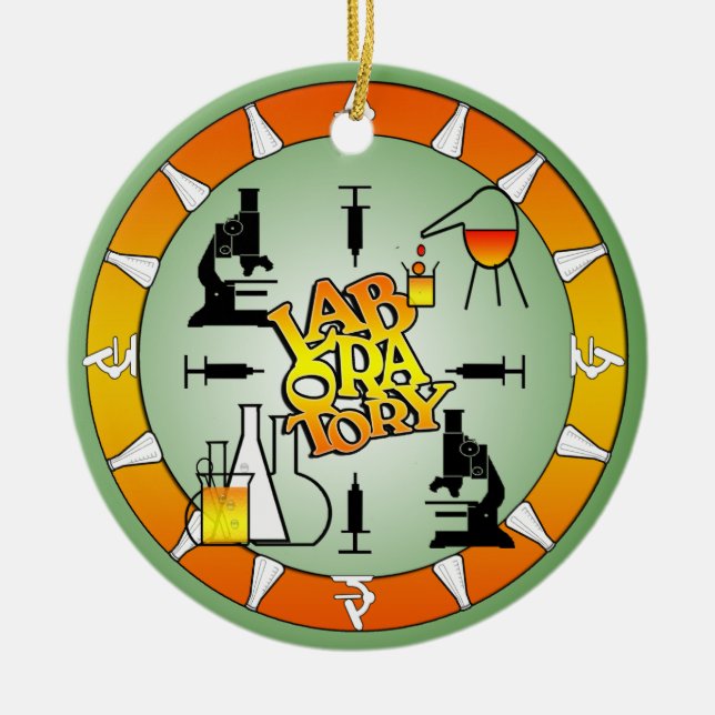 LABORATORY 4 SQUARE LOGO CERAMIC TREE DECORATION (Front)