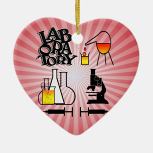 LABORATORY 4 SQUARE LOGO CHRISTMAS HEART ORNAMENT