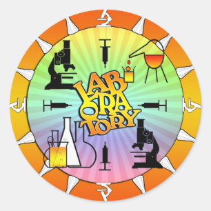 LABORATORY 4 SQUARE LOGO CLASSIC ROUND STICKER