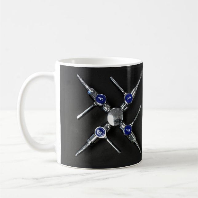 Laboratory Gas Valves on Lab Bench Coffee Mug (Left)