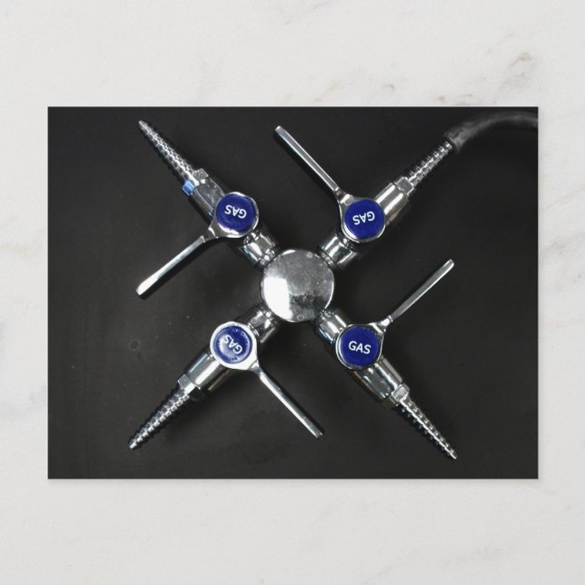 Laboratory Gas Valves on Lab Bench Postcard (Front)