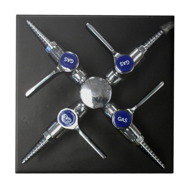 Laboratory Gas Valves on Lab Bench Tile (Front)