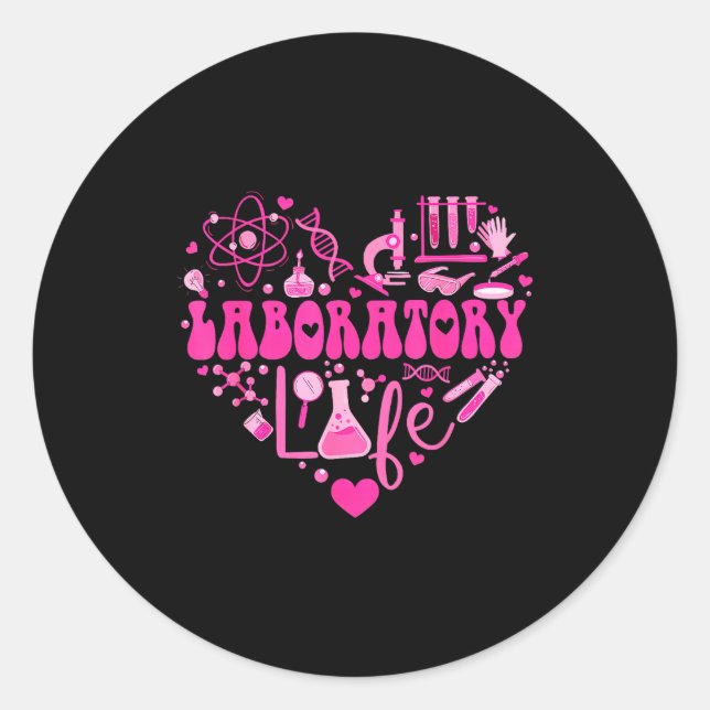 Laboratory Heart Valentine Lab Technologist Scienc Classic Round Sticker (Front)