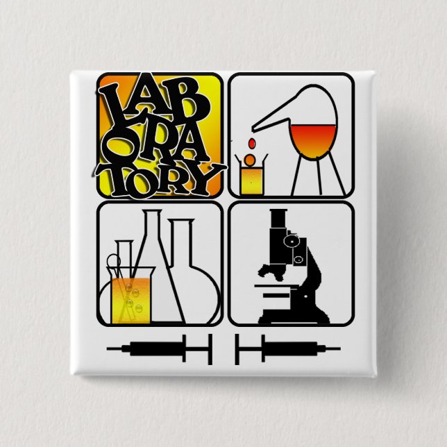 LABORATORY LOGO 4 SQUARE - LAB ICONS 15 CM SQUARE BADGE (Front)