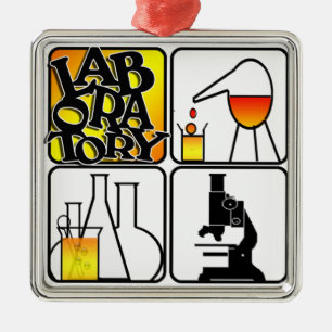 LABORATORY LOGO ORNAMENT FOUR SQUARES BEAKERS