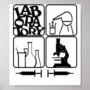 LABORATORY PRINT BEAKERS, SYRINGES