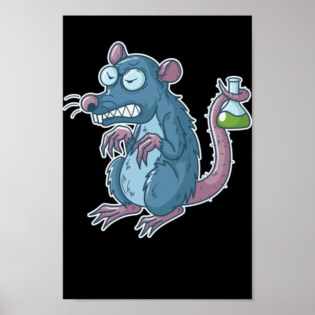 laboratory rat with chemicals and test tube nerd poster (Front)