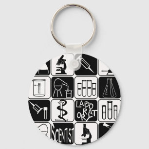 LABORATORY SCIENTIST SYMBOLS AND TOOLS KEY RING
