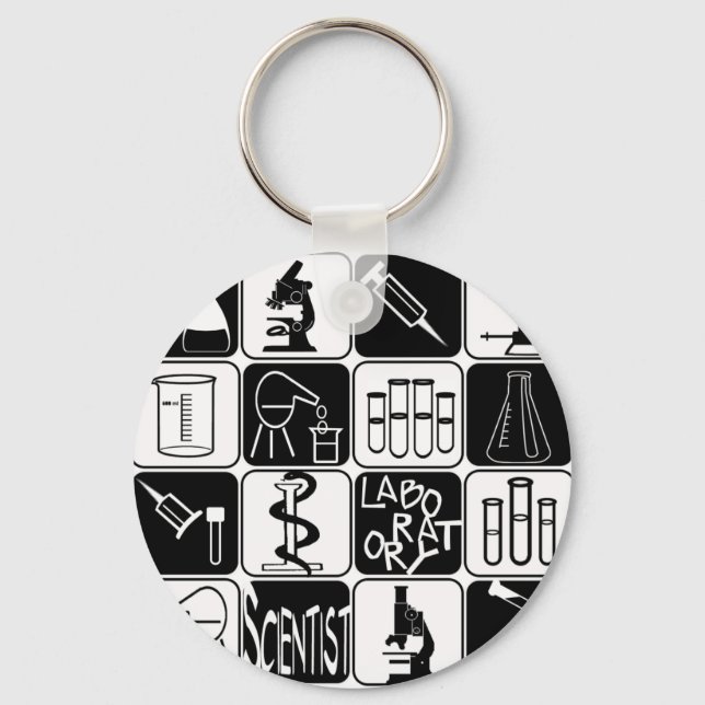 LABORATORY SCIENTIST SYMBOLS AND TOOLS KEY RING (Front)