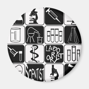 LABORATORY SCIENTIST SYMBOLS AND TOOLS MAGNET