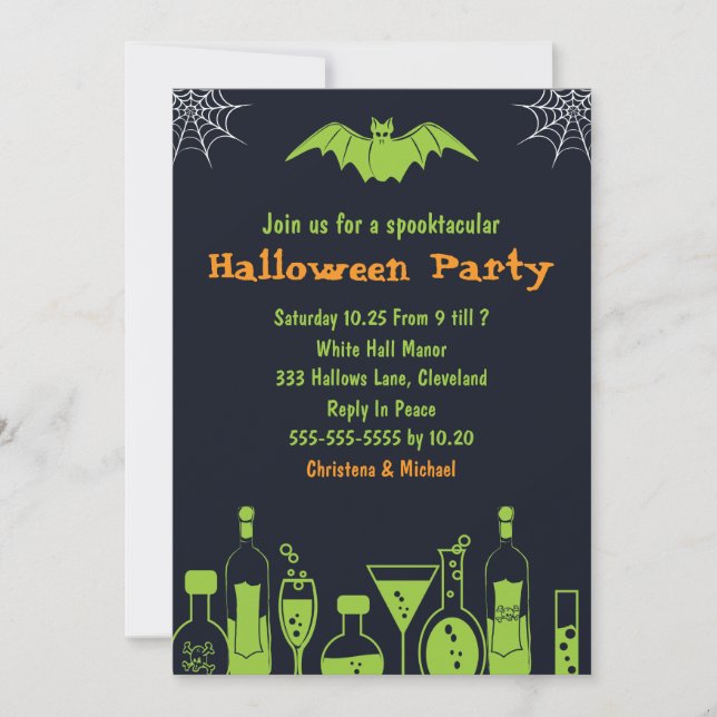 Laboratory Spooktacular Halloween Invitations (Front)