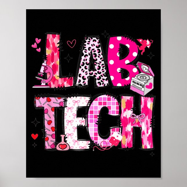Laboratory Tech Valentines Day Medical Lab Tech La Poster (Front)