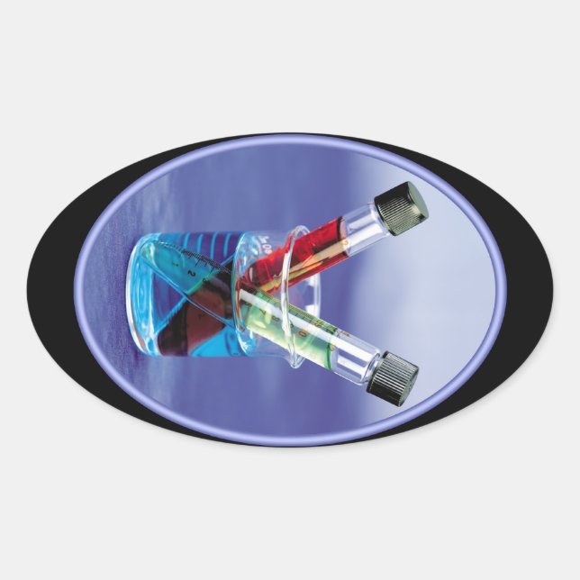 Laboratory Test Tubes and Beaker Oval Sticker (Front)