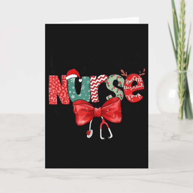 Labour &amp; Delivery Nurse Stethoscope &amp; Bow  Card (Front)