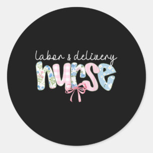 Labour And Delivery L&amp;d Nurse Coquette Bow Bab Classic Round Sticker