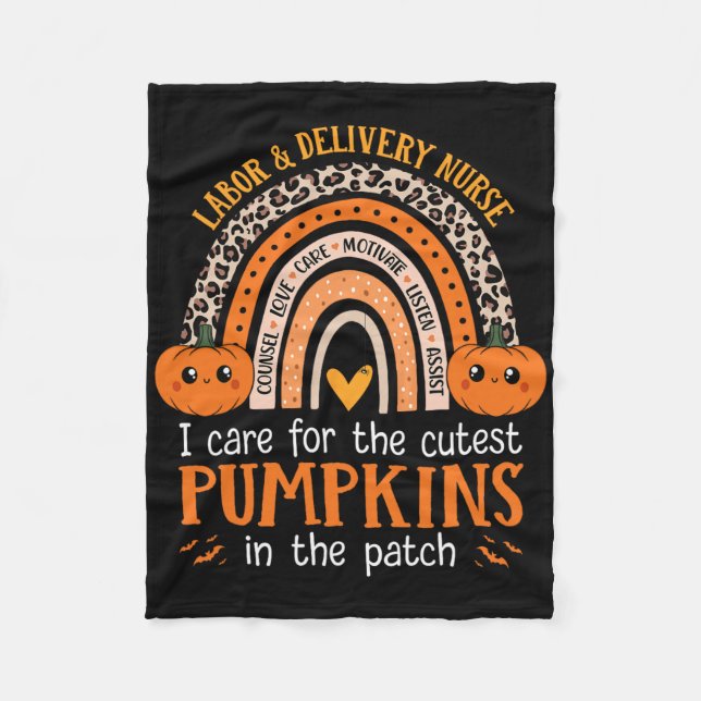 Labour And Delivery Nurse Halloween Landd Nurse Cu Fleece Blanket (Front)